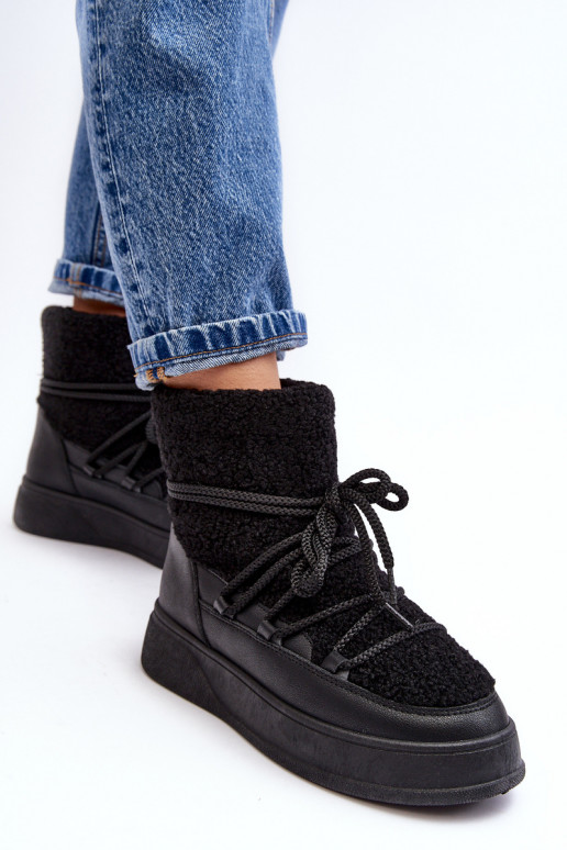 Féminin Bottes de neige avec une plateforme couleur noire Ahatissa