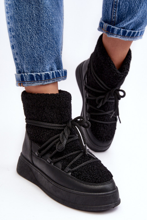 Féminin Bottes de neige avec une plateforme couleur noire Ahatissa