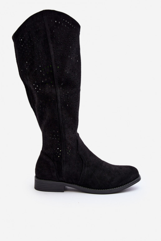 S.Barski HY66-150 met elementen van opengeInerkt laarzen met brede hakken zInart