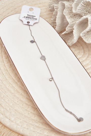 Been armband Met Harten zilvere kleur