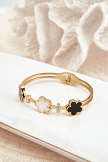 Damesarmband met bloemetjes van roestvrij staal in gouden kleur 2