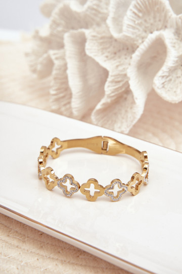 Damesarmband versierd met cubic zirconia van roestvrij staal in gouden kleur 2