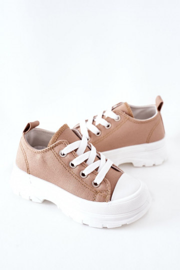 Vrijetijdsschoenen voor kinderen met platform beige Travel Time 2