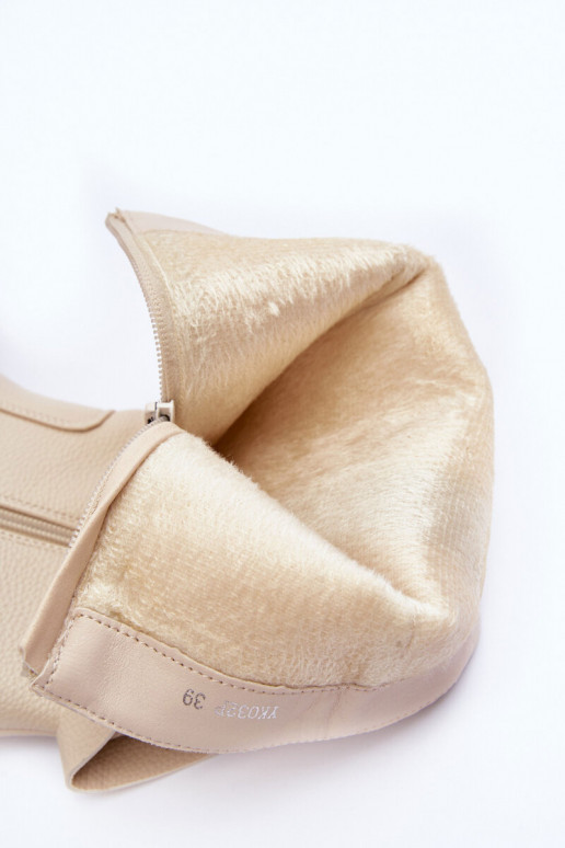 Stiefel mit einem Stiefel Mittlere INade elfenbeinfarbe Lizames