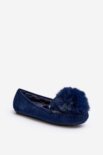 Féminin Mocassins avec un manteau de fourrure couleur bleue Novas 2