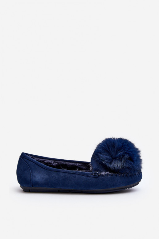 Féminin Mocassins avec un manteau de fourrure couleur bleue Novas
