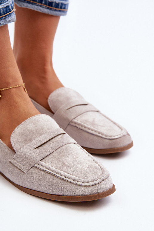 Feminin Klassisches Stilvollll Mokassins graue Farbe Olevin