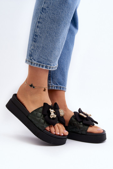 Féminin Chaussons avec des rubans i Nounoursm couleur noire Katterina 2