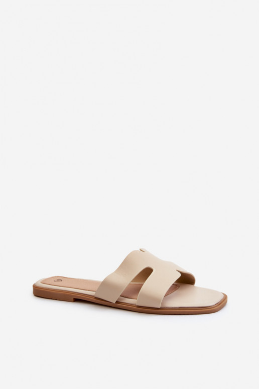 Dames plat Slippers Met uitsparingen beige Fiviama