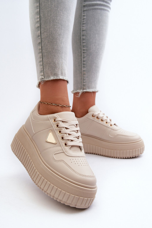 Sneakers model schoenen Dames van ecoleer met platform ivoor Chrisstin