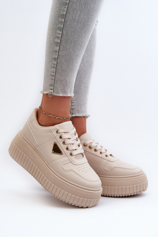 Sneakers model schoenen Dames van ecoleer met platform ivoor Chrisstin
