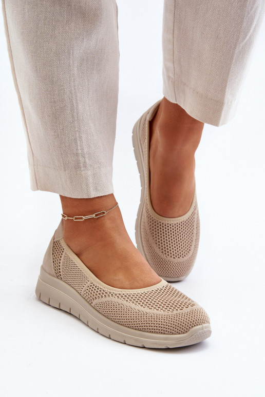 Ballerinas met platform I Koturnie beige Aviaba