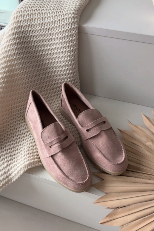 mocassins pour femmesen daim écologiqueu couleur rose Renelia