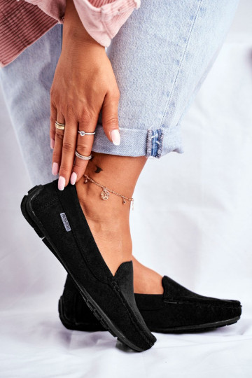 mocassins pour femmes couleur noire en daim Morreno