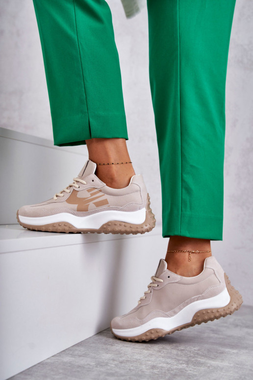 Féminin baskets avec des sangles beige Tolea