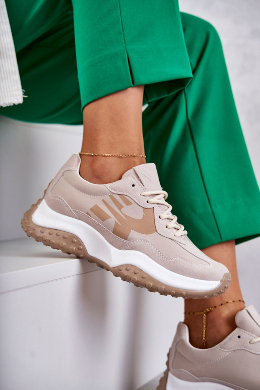Féminin baskets avec des sangles beige Tolea