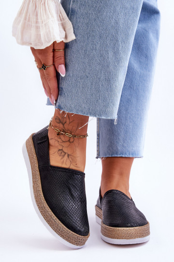 Espadrilles en cuir Mocassins Big Star LL276002 couleur noire