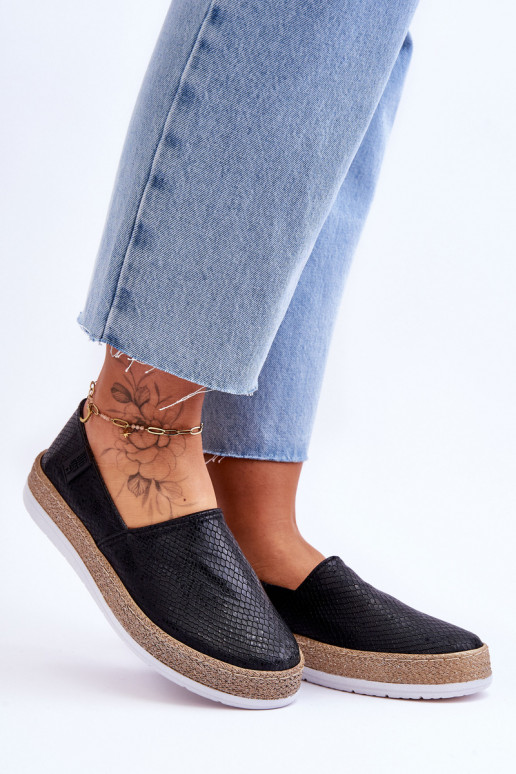 Espadrilles en cuir Mocassins Big Star LL276002 couleur noire