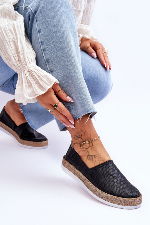 Espadrilles en cuir Mocassins Big Star LL276002 couleur noire