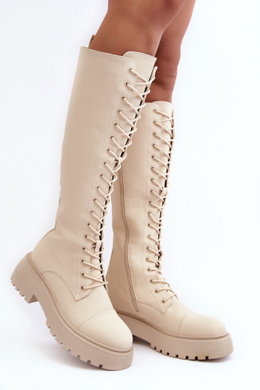 avec des lacets réchauffer bottes chaussures en fleurs de cerisier Contre la route beige Bergdis