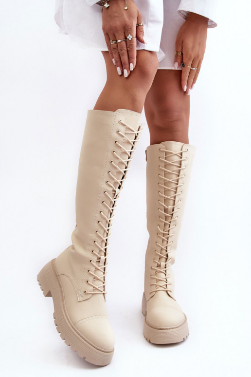 avec des lacets réchauffer bottes chaussures en fleurs de cerisier Contre la route beige Bergdis