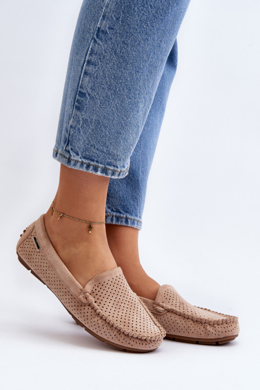 Feminin mit durchbrochenen Elementen Mokassins Beige Rasirna