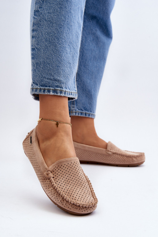 Féminin avec des éléments ajourés Mocassins beige Rasirna