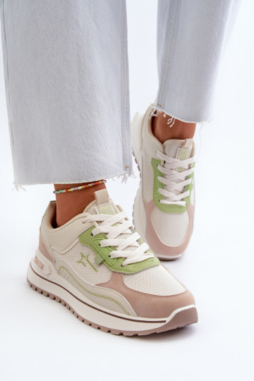 Sportieve model schoenen voor vrouwen Big Star NN274A091 zand-groene kleur
