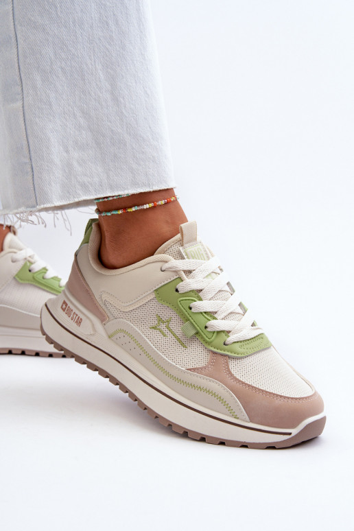 Sneakers Stilvollllschuhe Feminin Big Star NN274A091 Beige-grüne Farbe