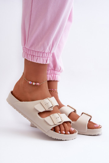 Chaussons femme avec mousse avec boucles beige Luciene 2