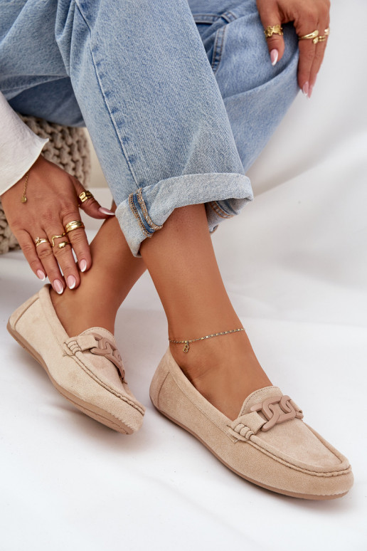 Dames Eko Suède mocassins met ornamenten beige Seathra