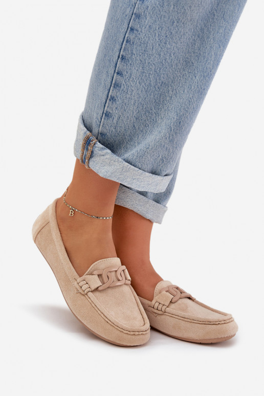 Dames Eko Suède mocassins met ornamenten beige Seathra