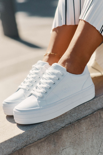 Baskets décontractées en simili cuir avec plateforme Big Star RR274298 blanches