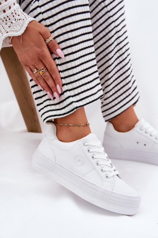 Eko Peau Chaussures de loisirs avec une plateforme Big Star RR274298 couleur blanche