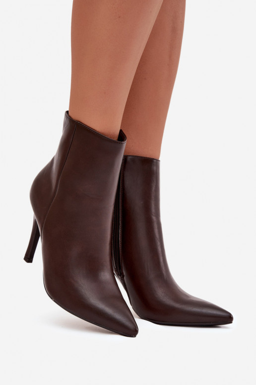 sich Zuarm laufen Damenstiefel mit dünnen Absätzen Eko Haut CzekoladoZue Nolisse