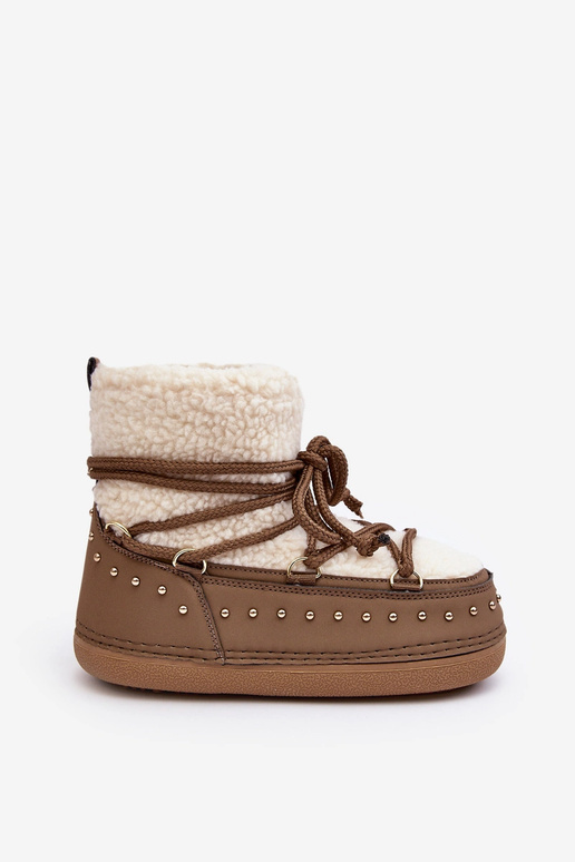 Boots de neige femme en peau de mouton PREND couleur kaki