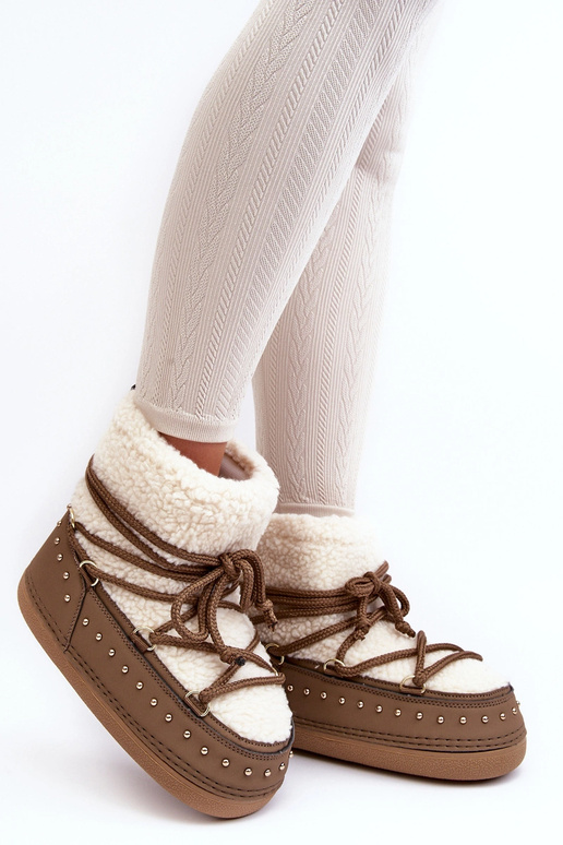 Boots de neige femme en peau de mouton PREND couleur kaki