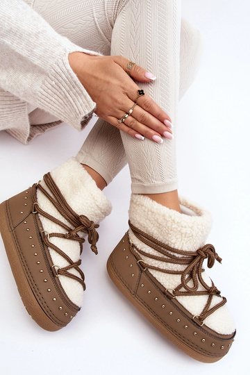 Boots de neige femme en peau de mouton PREND couleur kaki 2