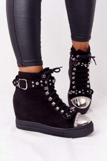 réchauffer Bottes Sur un coin en daim couleur noire Lu Boo 2