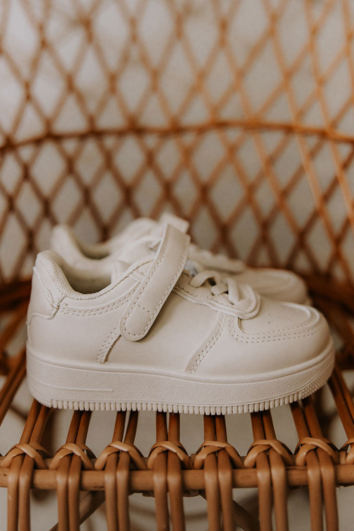 Chaussures de sport pour enfants avec attaches adhésives beige Elike
