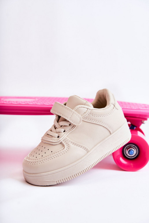 Chaussures de sport pour enfants avec attaches adhésives beige Elike