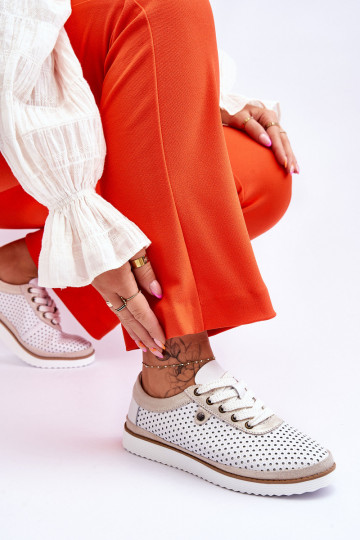 In de mode Leer OpengeInerkte schoenen Sportieve stijl INit-gouden kleur Cantare 2