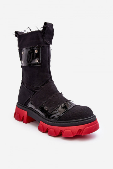  Damenstiefel mit Reißverschlüssen schZuarze Farbe Elinare