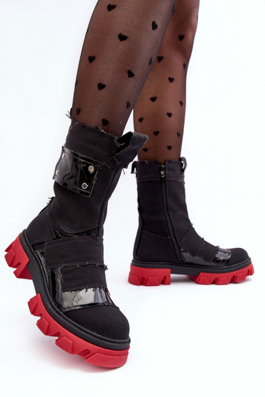  Bottes pour femmes avec fermetures éclair couleur noire Elinare