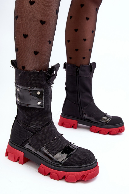  Bottes pour femmes avec fermetures éclair couleur noire Elinare