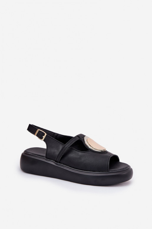 Peau Style élégant Sandales pour femmes S.Barski GR51-603 couleur noire