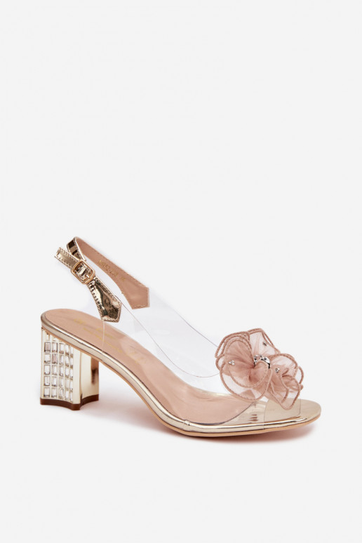 Sandalen mit Absätzen mit Ornamenten D&A MR52-238 goldene Farbe