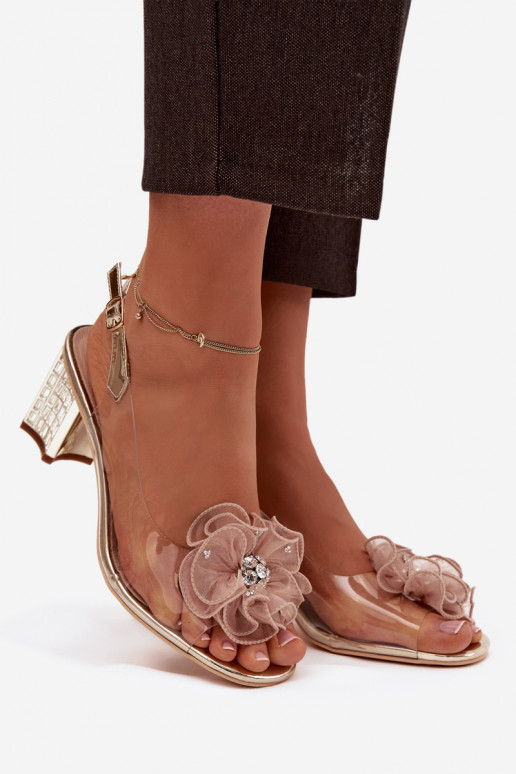 Sandalen mit Absätzen mit Ornamenten D&A MR52-238 goldene Farbe