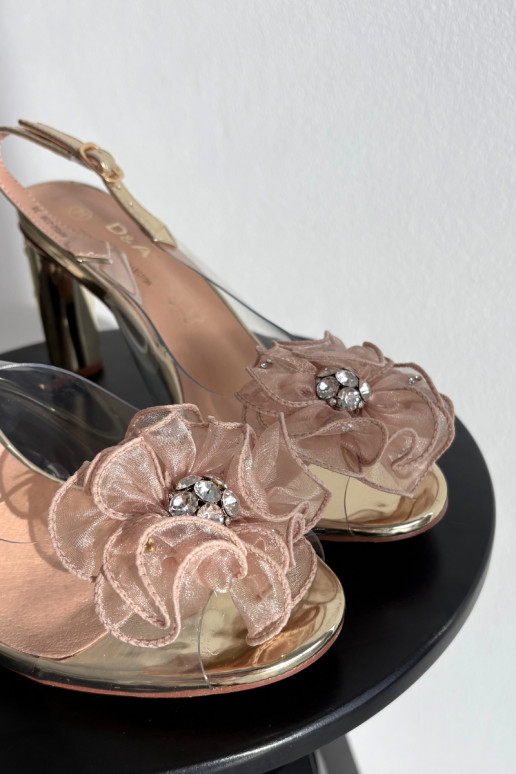 sandalen met hakken met ornamenten I Kryształkami D&A MR52-236 gouden kleur