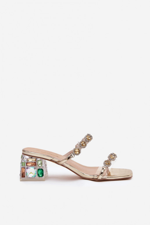 Damenhausschuhe mit leuchtenden Augen D&A MR1037-02 goldene Farbe